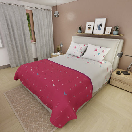 Juego de Sabanas Lazos de Amor Rojo y Blanco Para Cama Queen 160 X 190 Cm 180 Hilos de Corazones - SABANAS | Bylmo