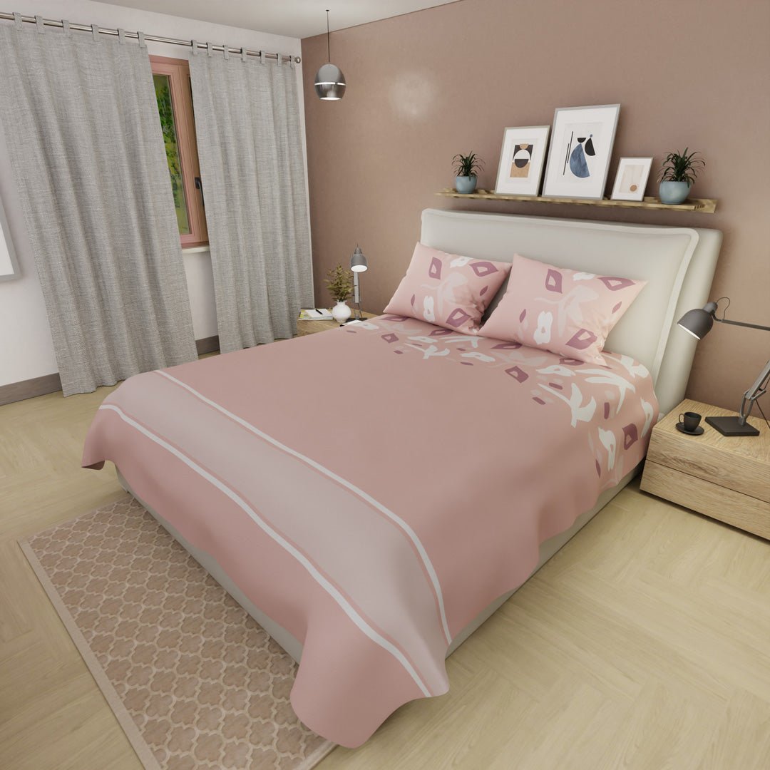 Juego de Sabanas Dulce Abstracción Rosa Para Cama King 200 X 200 Cm 250 Hilos de Hojas Y Flores - SABANAS | Bylmo