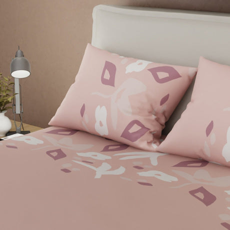 Juego de Sabanas Dulce Abstracción Rosa Para Cama King 200 X 200 Cm 250 Hilos de Hojas Y Flores - SABANAS | Bylmo