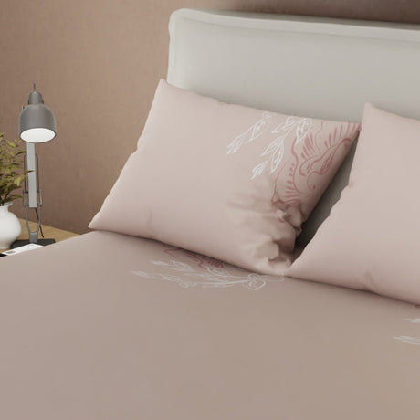 Juego de Sabanas Tranquilidad Floral Rosa Para Cama King 200 X 200 Cm 250 Hilos de Hojas Y Flores - SABANAS | Bylmo