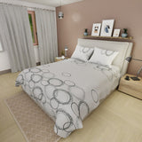 Juego de Sabanas Aros al Viento Gris Para Cama Doble 140 X 190 Cm 250 Hilos de Circulos - SABANAS | Bylmo