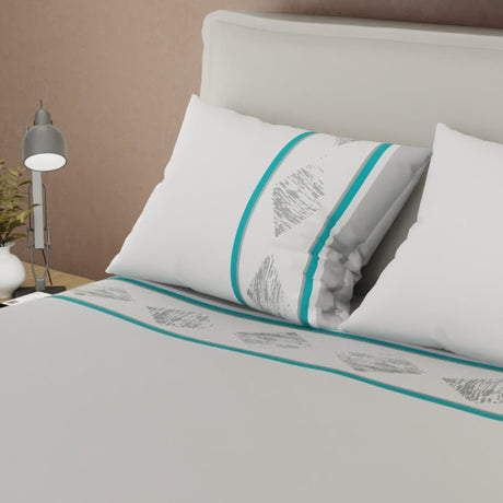 Juego de Sabanas Diamantes en Calma Gris y Azul Para Cama Queen 160 X 190 Cm 250 Hilos de Rombos - SABANAS | Bylmo