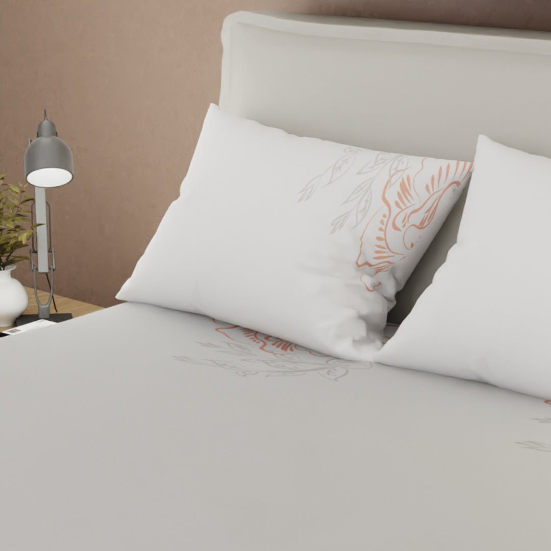 Juego de Sabanas Tranquilidad Floral Gris Para Cama Queen 160 X 190 Cm 250 Hilos de Flores - SABANAS | Bylmo