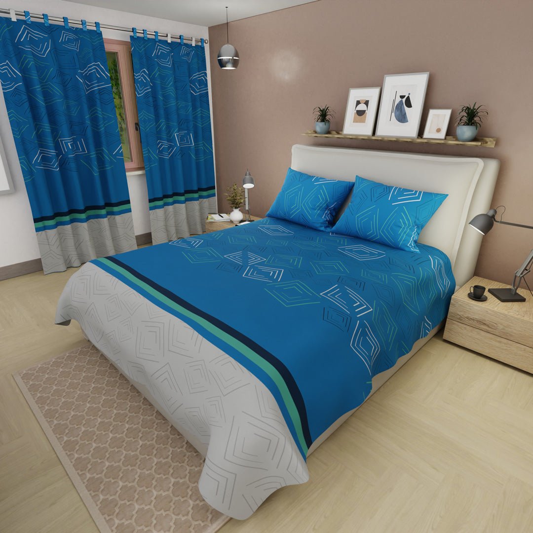 Juego de Sabanas Trazos Digitales Azul Para Cama King 200 X 200 Cm de Lineas - SABANAS | Bylmo