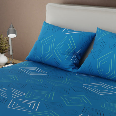 Juego de Sabanas Trazos Digitales Azul Para Cama King 200 X 200 Cm de Lineas - SABANAS | Bylmo