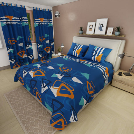 Juego de Sabanas Vanguardia Atlántica Azul Oscuro Para Cama King 200 X 200 Cm de Triangulos - SABANAS | Bylmo