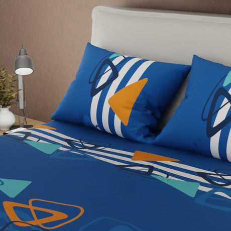 Juego de Sabanas Vanguardia Atlántica Azul Oscuro Para Cama King 200 X 200 Cm de Triangulos - SABANAS | Bylmo