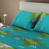 Juego de Sabanas Paraíso Tropical Azul y Blanco Para Cama King 200 X 200 Cm de Hojas - SABANAS | Bylmo