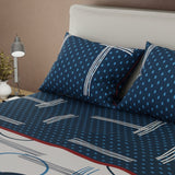 Juego de Sabanas Estelar Azul y Blanco Para Cama King 200 X 200 Cm de Circulos Y Lineas - SABANAS | Bylmo