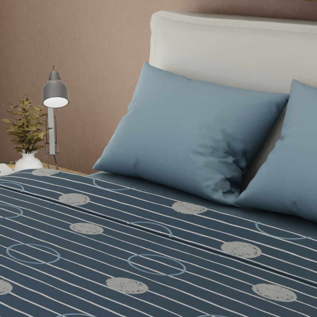 Juego de Sabanas Tendenza Azul Para Cama Doble 140 X 190 Cm de Circulos Y Lineas - SABANAS | Bylmo