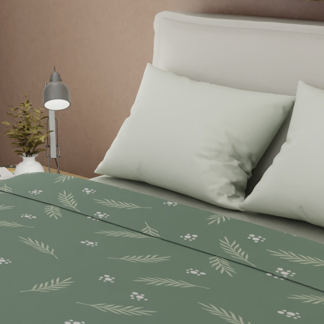 Juego de Sabanas Tendenza Verde Para Cama Doble 140 X 190 Cm de Hojas - SABANAS | Bylmo