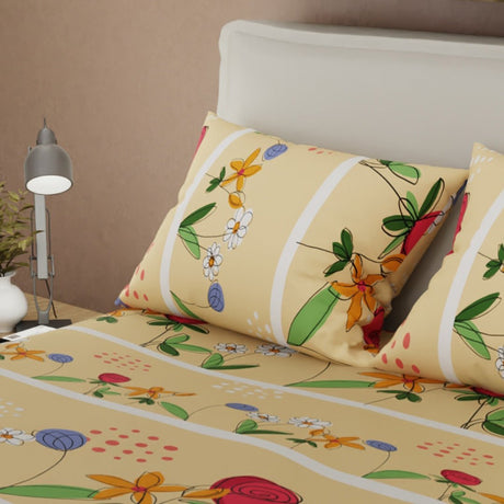 Juego de Sabanas Alegoría Floral Amarillo Para Cama Queen 160 X 190 Cm de Flores - SABANAS | Bylmo