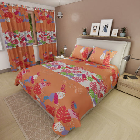Juego de Sabanas Estampa Tropical Naranja Para Cama Queen 160 X 190 Cm de Tropical - SABANAS | Bylmo