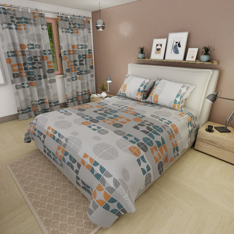 Juego de Sabanas Geometría Gris Para Cama Queen 160 X 190 Cm de Figuras Geometricas - SABANAS | Bylmo