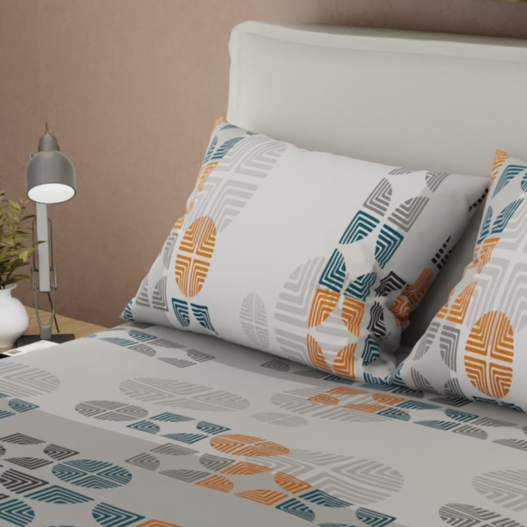 Juego de Sabanas Geometría Beige Para Cama Semidoble 120 X 190 Cm de Figuras Geometricas - SABANAS | Bylmo