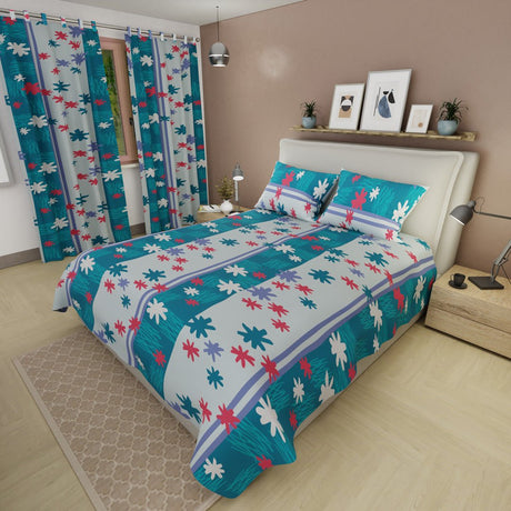 Juego de Sabanas Ensoñación Floral Azul y Blanco Para Cama Semidoble 120 X 190 Cm de Flores - SABANAS | Bylmo