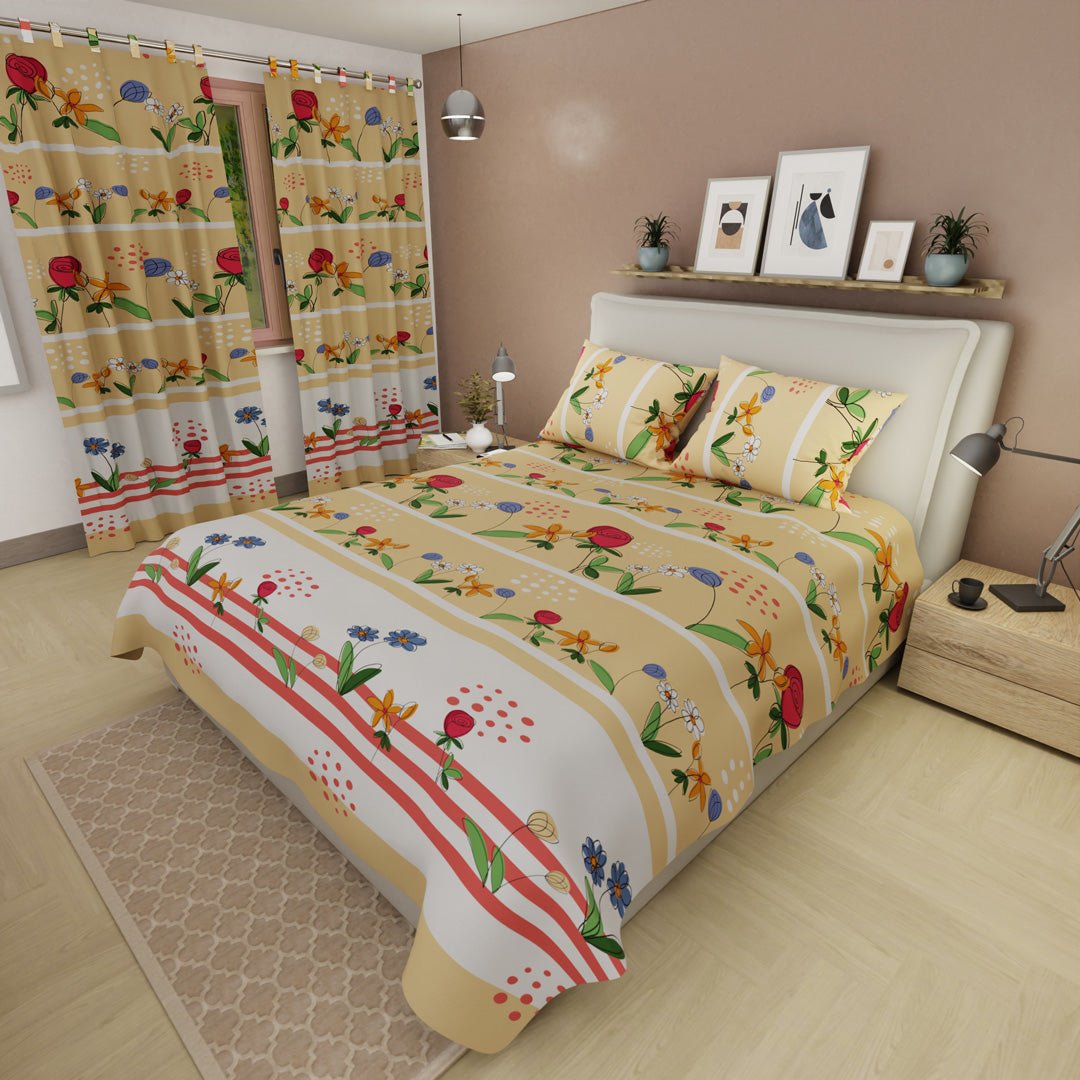 Juego de Sabanas Alegoría Floral Amarillo Para Cama Sencilla 100 X 190 Cm de Flores - SABANAS | Bylmo