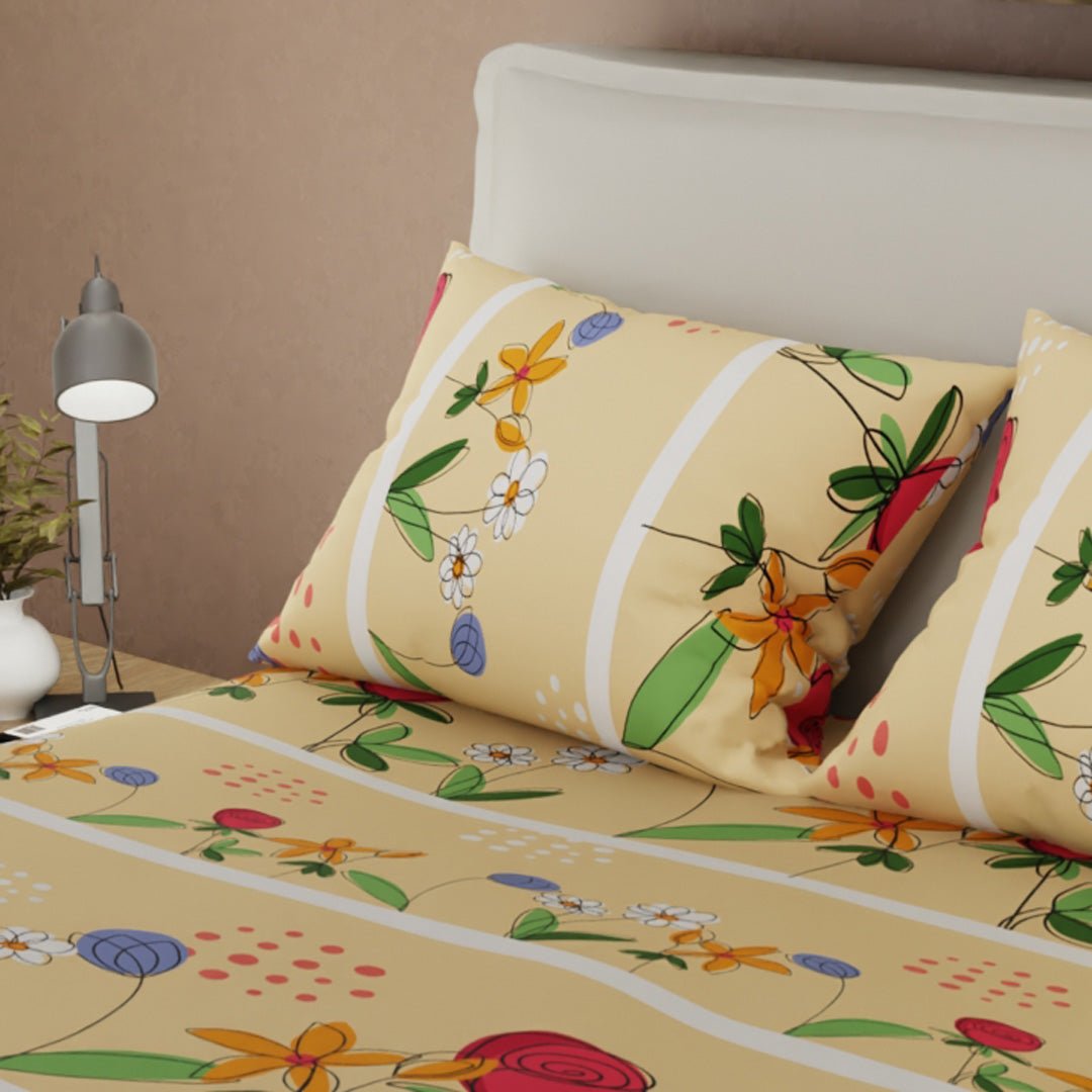 Juego de Sabanas Alegoría Floral Amarillo Para Cama Sencilla 100 X 190 Cm de Flores - SABANAS | Bylmo