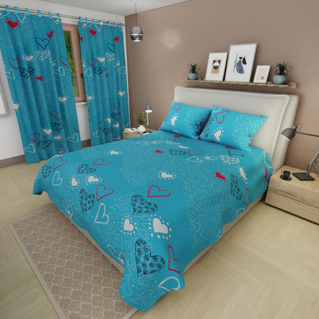 Juego de Sabanas Love & Color Azul Para Cama Sencilla 100 X 190 Cm de Corazones - SABANAS | Bylmo