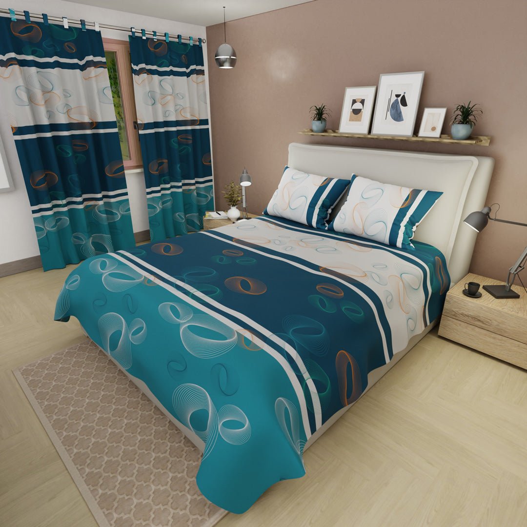 Juego de Sabanas Órbita Estelar Azul Oscuro y Azul Para Cama Sencilla 100 X 190 Cm de Circulos - SABANAS | Bylmo