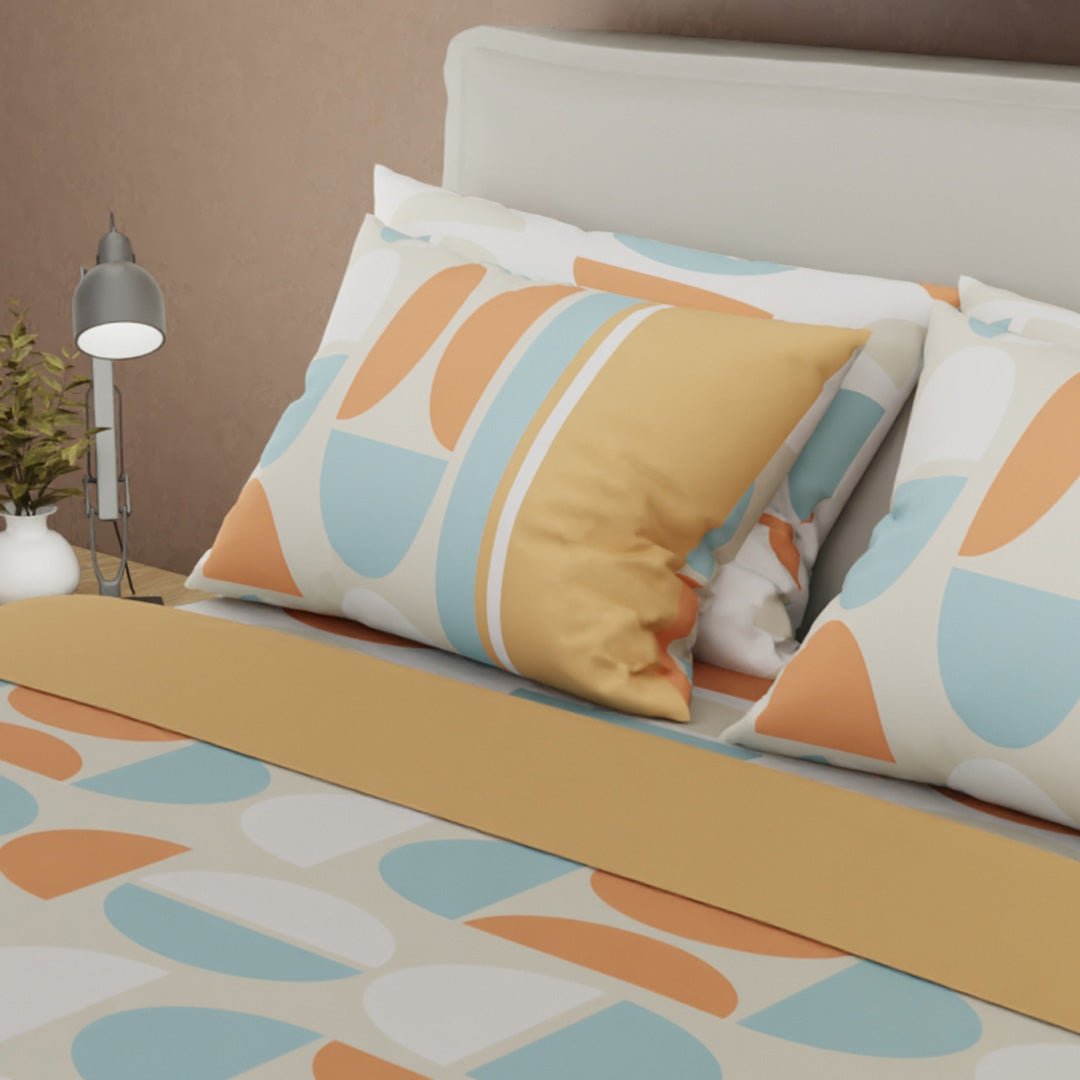 Juego de Sabanas Style 4 Naranja Para Cama Queen 160 X 190 Cm de Circulos - SABANAS | Bylmo