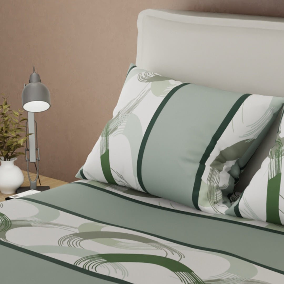 Juego de Sabanas Susurro Verde Para Cama Doble 140 X 190 Cm 180 Hilos de Circulos - SABANAS | Bylmo