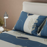 Juego de Sabanas Horizonte Azul y Blanco Para Cama Doble 140 X 190 Cm 180 Hilos de Hexagonos