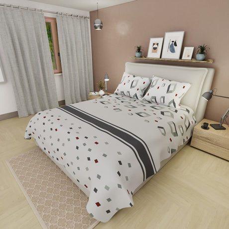 Juego de Sabanas Brisa Gris Para Cama Doble 140 X 190 Cm 180 Hilos de Cuadrados - SABANAS | Bylmo