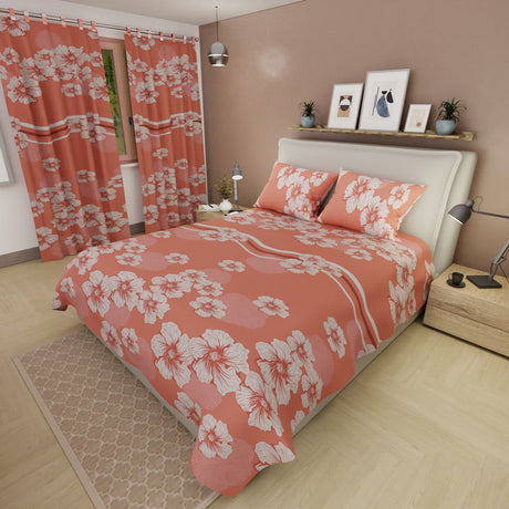 Juego de Sabanas Primavera Naranja Para Cama Doble 140 X 190 Cm de Flores - SABANAS | Bylmo