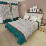 Juego de Sabanas Primavera Geométrica Blanco y Azul Para Cama Doble 140 X 190 Cm de Figuras Geometricas - SABANAS | Bylmo