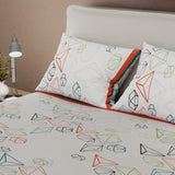 Juego de Sabanas Primavera Geométrica Blanco y Azul Para Cama Doble 140 X 190 Cm de Figuras Geometricas - SABANAS | Bylmo