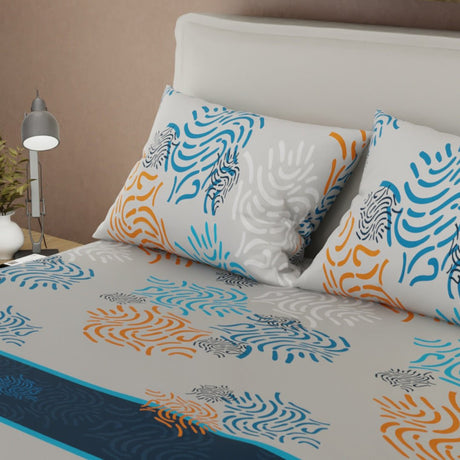 Juego de Sabanas Marea Serena Gris y Azul Oscuro Para Cama Doble 140 X 190 Cm de Lineas Ondulantes - SABANAS | Bylmo