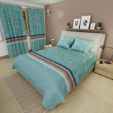 Juego de Sabanas Olas Urbanas Azul Para Cama Doble 140 X 190 Cm de Cuadrados Con Lineas - SABANAS | Bylmo