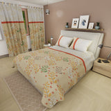 Juego de Sabanas Jardín de Luz Beige y Blanco Para Cama Doble 140 X 190 Cm de Hojas - SABANAS | Bylmo