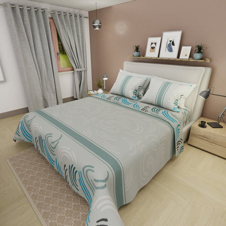 Juego de Sabanas Style 4 Gris Para Cama Semidoble 120 X 190 Cm de Lineas Ondulantes - SABANAS | Bylmo