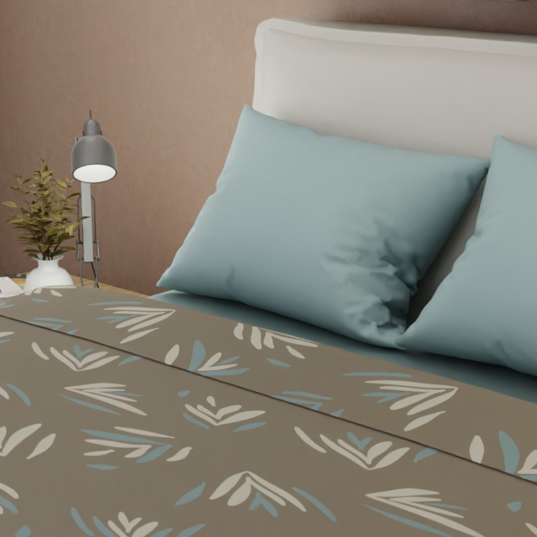 Juego de Sabanas Tendenza Marrón Para Cama King 200 X 200 Cm de Hojas - SABANAS | Bylmo