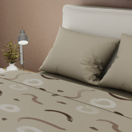 Juego de Sabanas Tendenza Beige Claro Para Cama Doble 140 X 190 Cm de Lineas Ondulantes - SABANAS | Bylmo