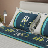 Juego de Sabanas Style 4 Gris y Azul Oscuro Para Cama King 200 X 200 Cm de Cuadrados Con Lineas - SABANAS | Bylmo