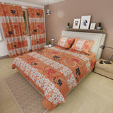Juego de Sabanas Petalia Naranja Para Cama Doble 140 X 190 Cm de Flores - SABANAS | Bylmo