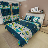 Juego de Sabanas Pulse Azul Oscuro y Blanco Para Cama Doble 140 X 190 Cm de Triangulos - SABANAS | Bylmo