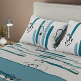 Juego de Sabanas Líneas de Océano Azul y Blanco Para Cama Sencilla 100 X 190 Cm de Circulos Entrelazados - SABANAS | Bylmo