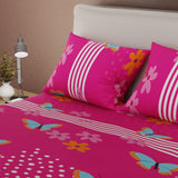 Juego de Sabanas Glow Fucsia Para Cama Sencilla 100 X 190 Cm de Flores Y Mariposas - SABANAS | Bylmo