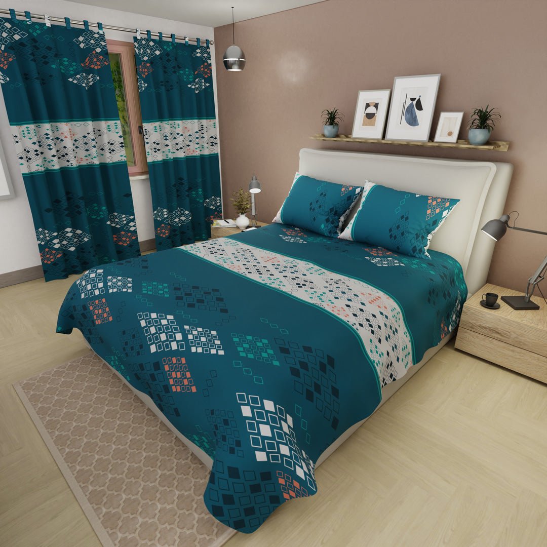 Juego de Sabanas Prisma Verde Para Cama King 200 X 200 Cm de Rombos - SABANAS | Bylmo