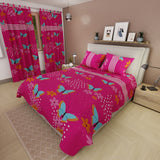 Juego de Sabanas Glow Fucsia Para Cama King 200 X 200 Cm de Flores Y Mariposas - SABANAS | Bylmo