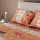 Sábana Ajustable Sueños Petalia Naranja para Cama Doble 140 X 190 Cm Flores - SABANAS | Bylmo