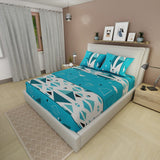 Sábana Ajustable Pulse Moderno Azul y Blanco para Cama Queen 160 X 190 Cm Triangulos - SABANAS | Bylmo