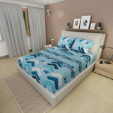 Sábana Ajustable Esencia Acua Azul Claro y Blanco para Cama Queen 160 X 190 Cm Figuras - SABANAS | Bylmo