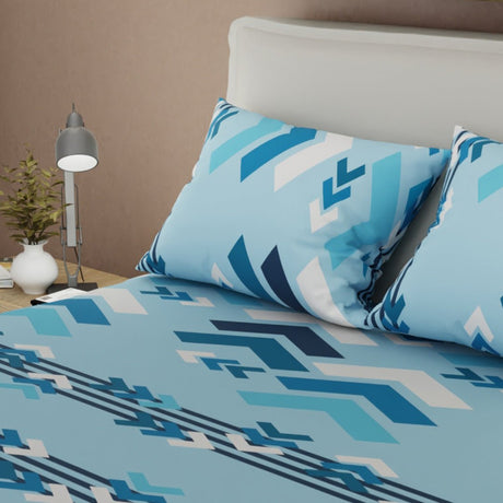 Sábana Ajustable Esencia Acua Azul Claro y Blanco para Cama Queen 160 X 190 Cm Figuras - SABANAS | Bylmo