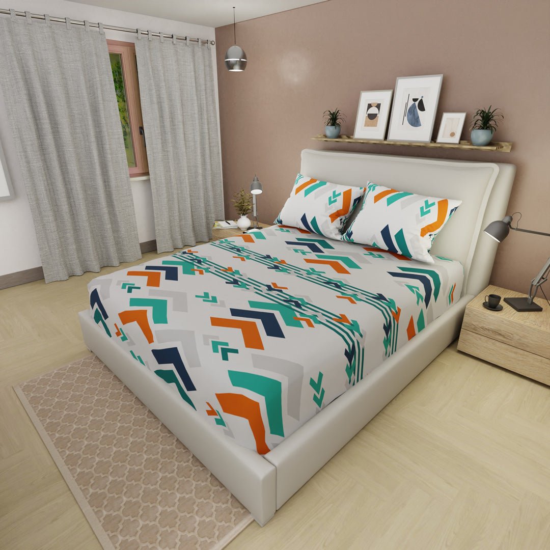 Sábana Ajustable Esencia Acua Blanco y Azul para Cama Queen 160 X 190 Cm Figuras - SABANAS | Bylmo