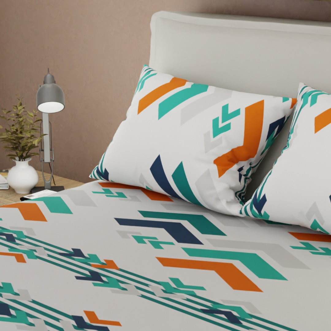 Sábana Ajustable Esencia Acua Blanco y Azul para Cama Sencilla 100 X 190 Cm Figuras